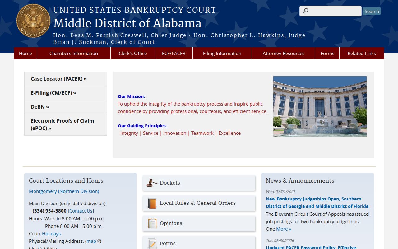 Crenshaw County arrest records and court charges Middle District bankruptcy court