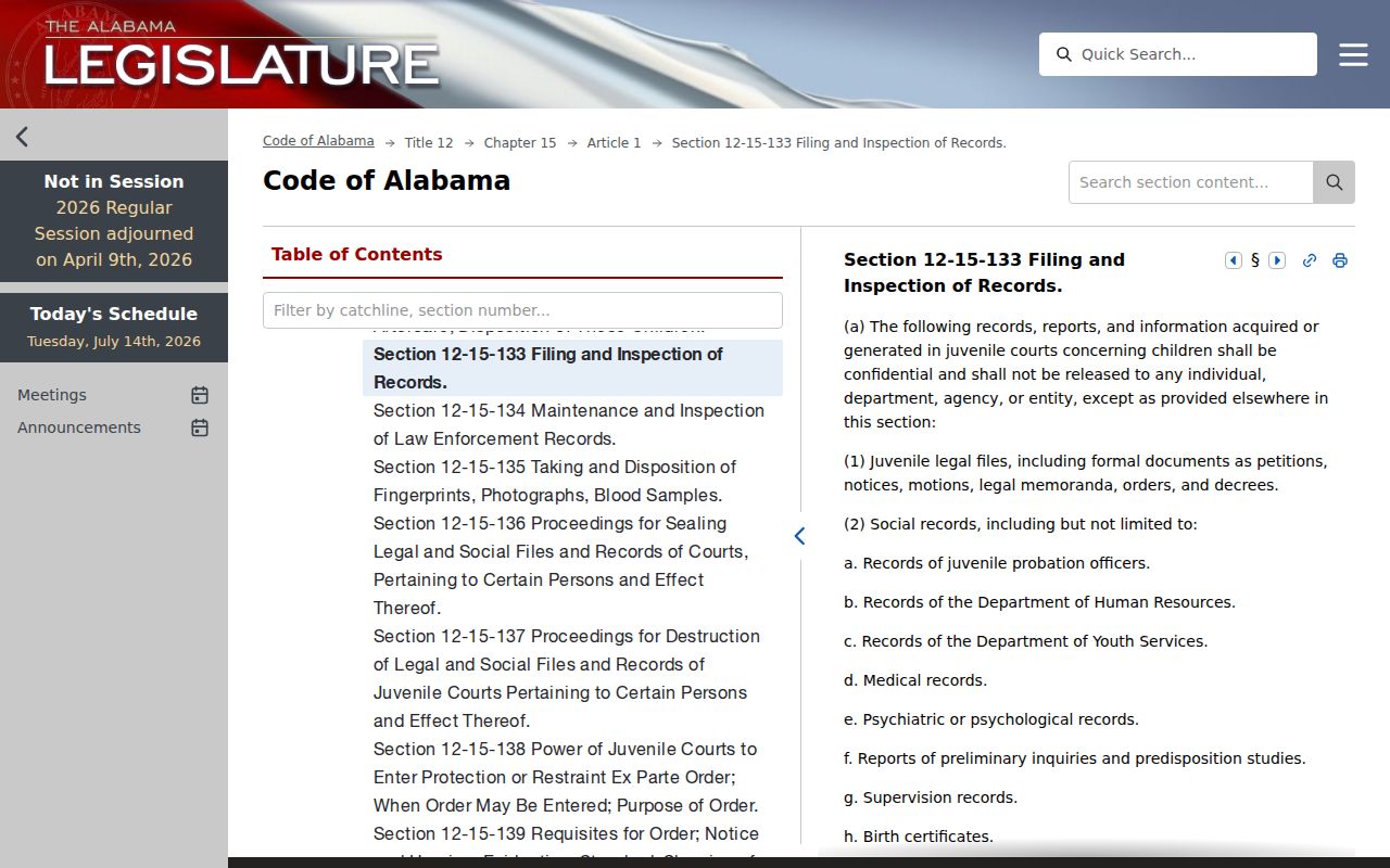 Crenshaw County court records juvenile confidentiality statute