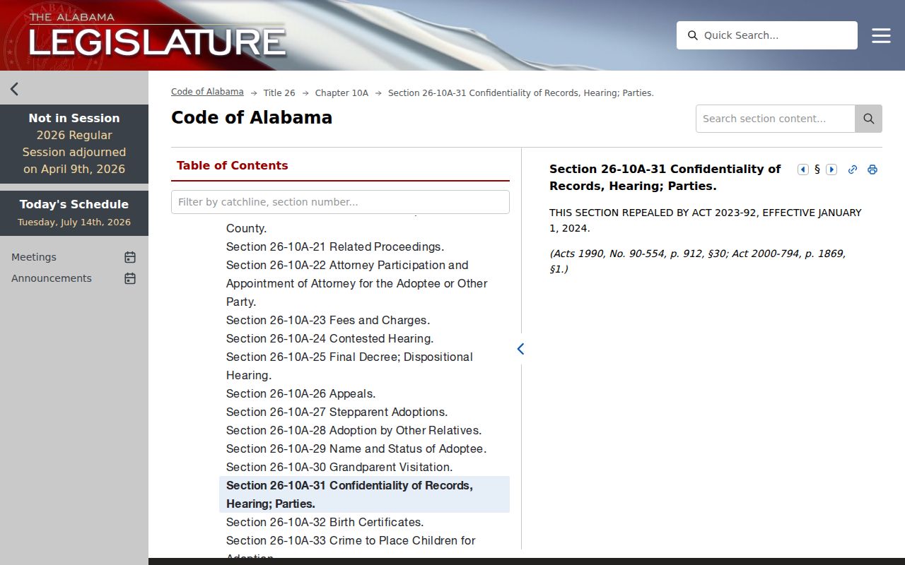 Crenshaw County court records adoption confidentiality statute