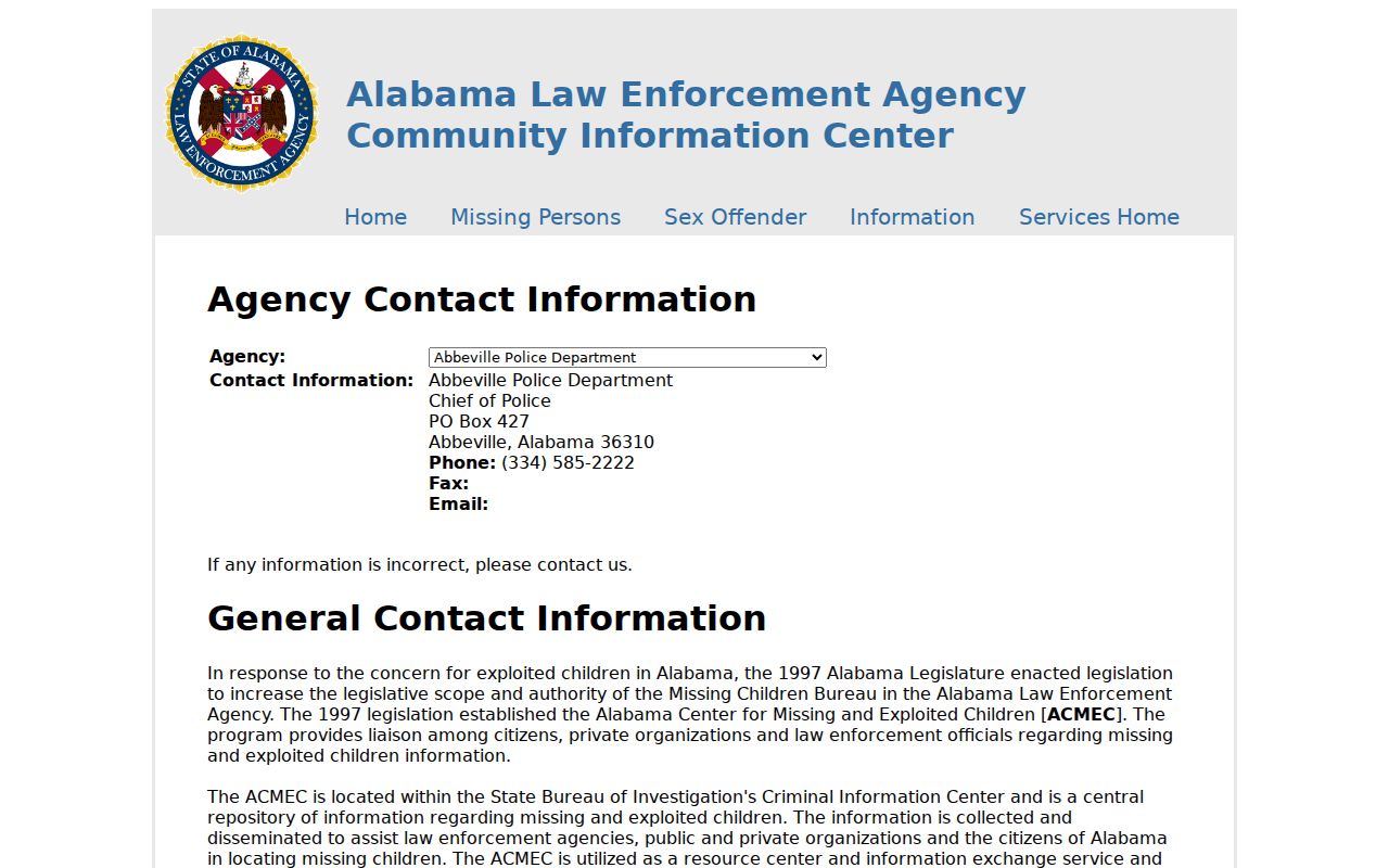 Crenshaw County criminal court records ALEA Community Information Center