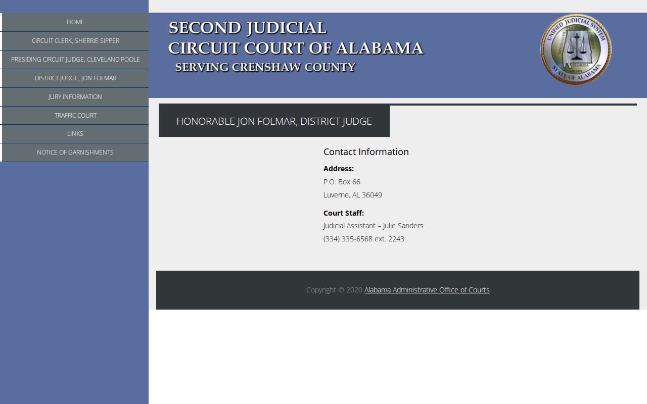 Crenshaw County District Court District Judge page