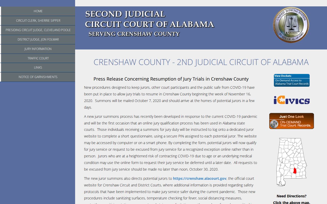 Crenshaw County court records official court homepage
