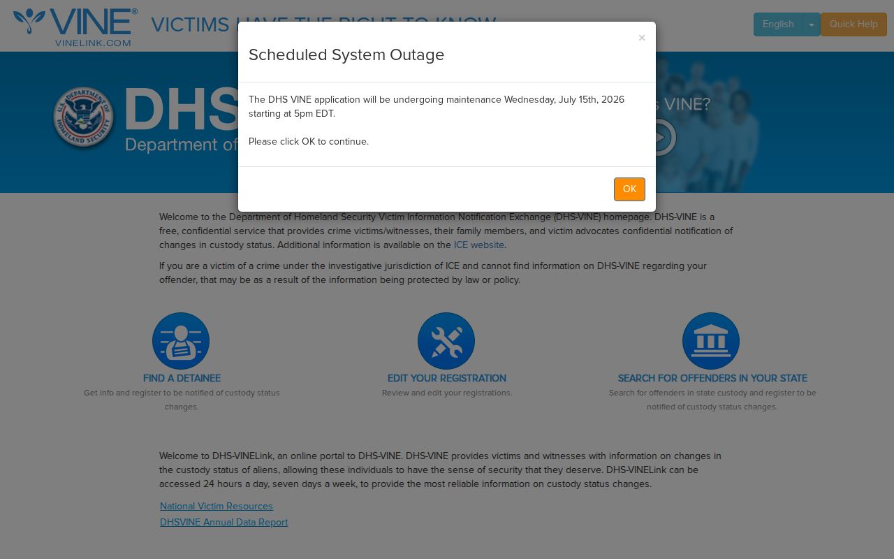 Crenshaw County inmate records and VINELink national portal