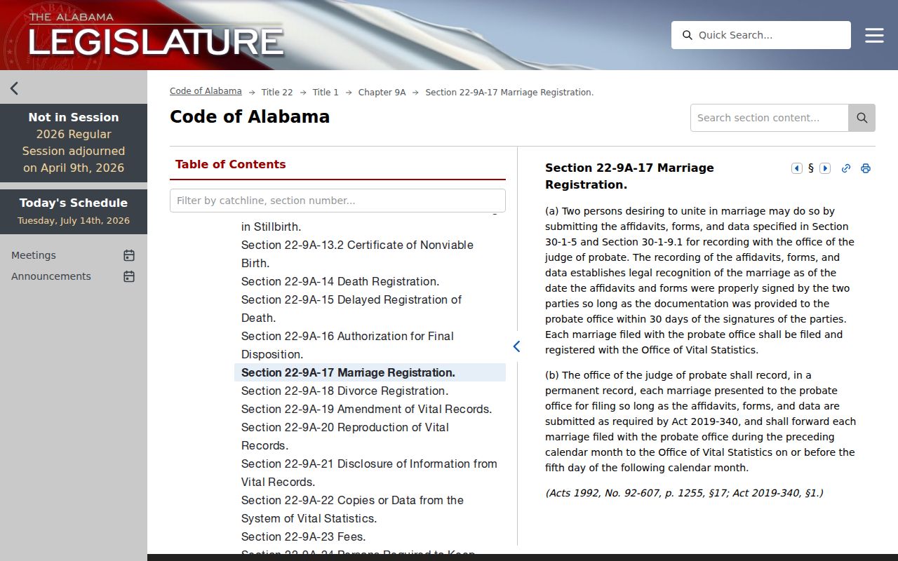 Crenshaw County divorce records Alabama vital records statute
